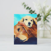 Golden Retriever en Puppy Briefkaart (Staand voorkant)
