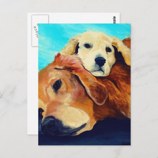 Golden Retriever en Puppy Briefkaart (Voorkant / Achterkant)