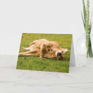 Golden Retriever en Puppy Vaderdag Card Kaart