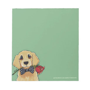 Golden Retriever en Roos kleine laptop Notitieblok