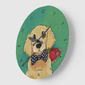 Golden Retriever en Roos Wall Clock Grote Klok (Hoek)