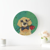 Golden Retriever en Roos Wall Clock Grote Klok (Huis)