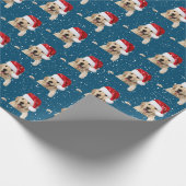 Golden Retriever en Santa Hat Wrapping Paper Cadeaupapier (Hoek)