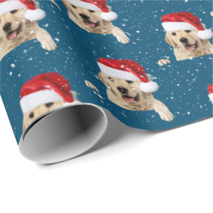 Golden Retriever en Santa Hat Wrapping Paper Cadeaupapier