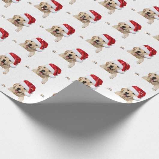Golden Retriever en Santa hoed Cadeaupapier (Hoek)