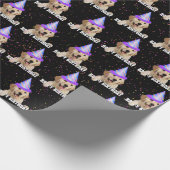 Golden Retriever en verjaardagsconfetti Cadeaupapier (Hoek)