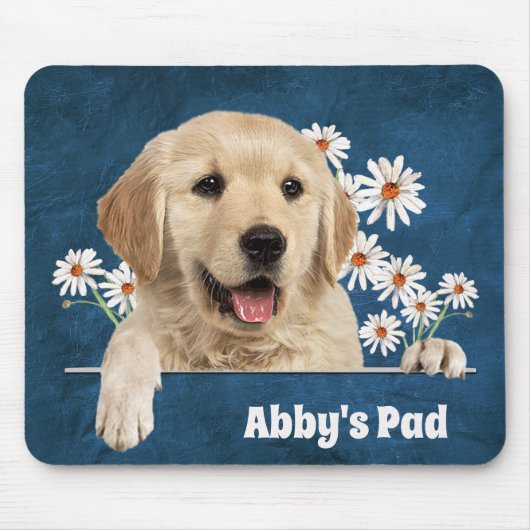 Golden Retriever en zeedagen op leder Muismat (Voorkant)