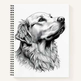 Golden Retriever Engraving Style Hardcover Journal Notitieboek