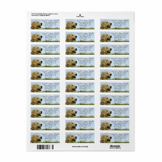 GOLDEN RETRIEVER ETIKET (Full Sheet)
