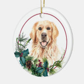 Golden Retriever Evergreen Berry Wreath Keramisch Ornament (Links)