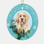 Golden Retriever Evergreen Blue Snowflake Keramisch Ornament (Links)