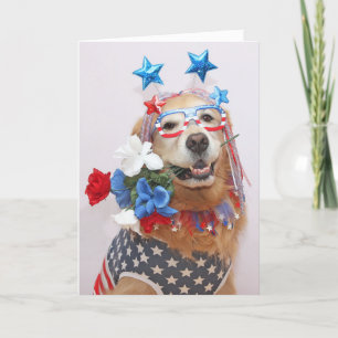 Golden Retriever Fabulous Fourth of Juli Feestdagen Kaart