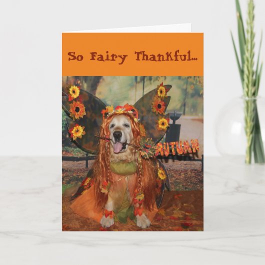 Golden Retriever Fairy Thanksgiving Kaart (Voorkant)