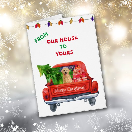 Golden Retriever Farm Truck Christmas Card