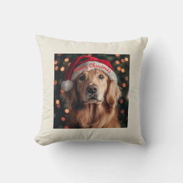 Golden Retriever, feestelijk kerstontwerp, hond, Kussen