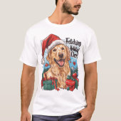 Golden Retriever Fetching Holiday Cheer Design T-shirt (Voorkant)