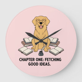 Golden Retriever Fetching Ideas Book Lover Pink Grote Klok