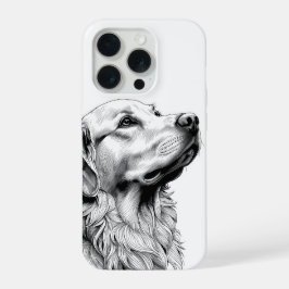 Golden Retriever Fijne Lijn Kunst Phonehoes | Kuns iPhone 15 Pro Case