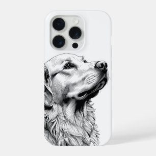 Golden Retriever Fijne Lijn Kunst Phonehoes   Kuns iPhone 15 Pro Case
