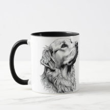 Golden Retriever Fijne Lijn Kunst Portret | Elegan