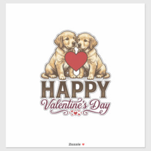 Golden Retriever Fijne Valentijnsdag Sticker
