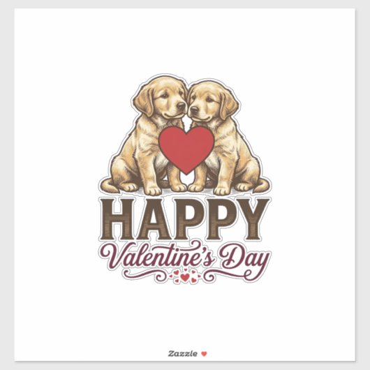 Golden Retriever Fijne Valentijnsdag Sticker (Vel)