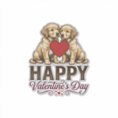 Golden Retriever Fijne Valentijnsdag Sticker (Voorkant)