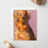 Golden Retriever Fine Art Digital Art Kaart Notitiekaartje (Voorkant / Achterkant in situ)