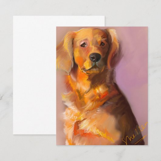 Golden Retriever Fine Art Digital Art Kaart Notitiekaartje (Voorkant / Achterkant)