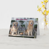 Golden Retriever Fine Wine Verjaardag Kaart (Gele Bloem)