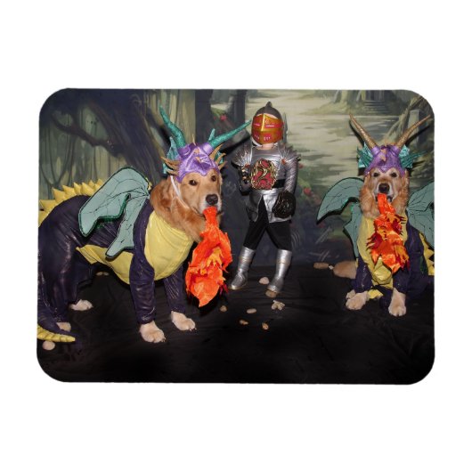 Golden Retriever Fire Breathing Dragons Magneet (Horizontaal)