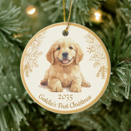 Golden Retriever First Christmas  Keramisch Ornament