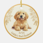 Golden Retriever First Christmas  Keramisch Ornament (Achterkant)