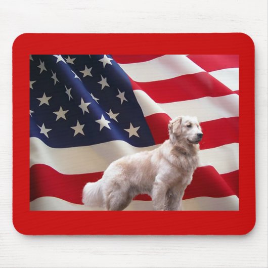 Golden Retriever Flag Mousepad Muismat (Voorkant)