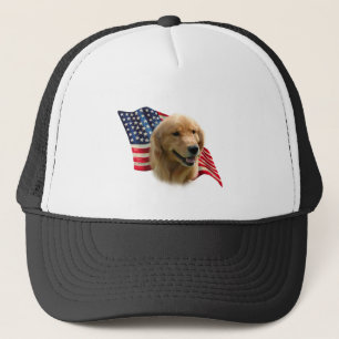 Golden Retriever Flag Trucker Pet