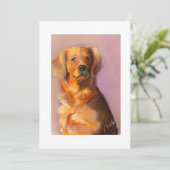 Golden Retriever Flat Dank u kaart- schilderij Bedankkaart (Staand voorkant)