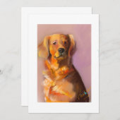 Golden Retriever Flat Dank u kaart- schilderij Bedankkaart (Voorkant / Achterkant)