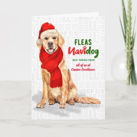 Golden Retriever Fleas Navidog kerstnaam Feestdagen Kaart (Voorkant)