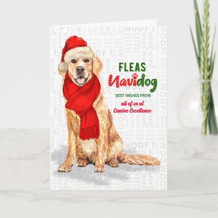 Golden Retriever Fleas Navidog kerstnaam Feestdagen Kaart