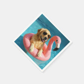 Golden Retriever Floating On a Flamingo Pool Toy Servet (Hoek)