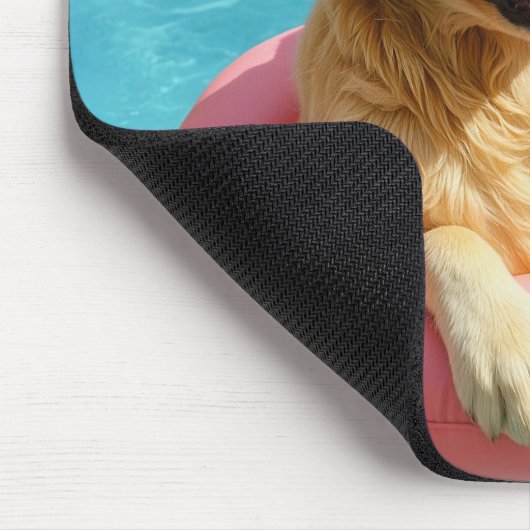 Golden Retriever Floating With Flamingo Muismat (Hoek)
