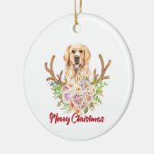 Golden Retriever Floral Merry kerst Keramisch Ornament (Links)
