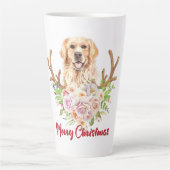 Golden Retriever Floral Merry kerst Latte Mok (Voorkant)