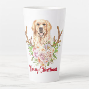 Golden Retriever Floral Merry kerst Latte Mok