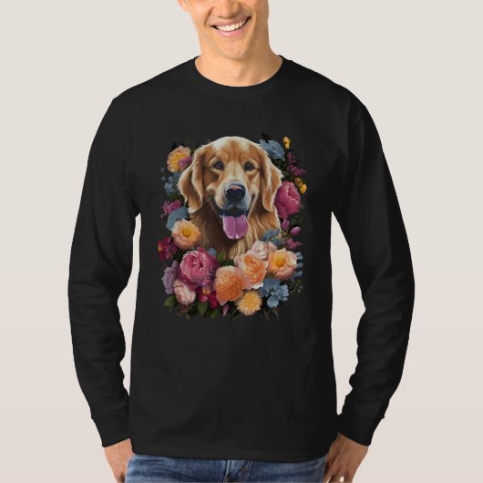 Golden Retriever Flower Bouquet T-shirt (Voorkant)