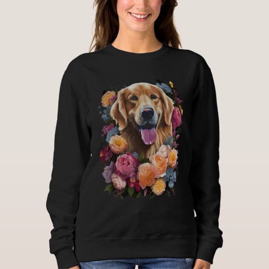 Golden Retriever Flower Bouquet Trui (Voorkant)