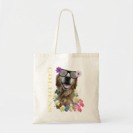 Golden Retriever Flowered Sunbril Tote Bag