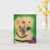 Golden Retriever Folded Wenskaart Kaart (Gele Bloem)