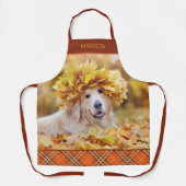 Golden Retriever Foto Herfst Tartan gepersonalisee Schort (Voorkant)