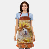 Golden Retriever Foto Herfst Tartan gepersonalisee Schort (Gedragen)